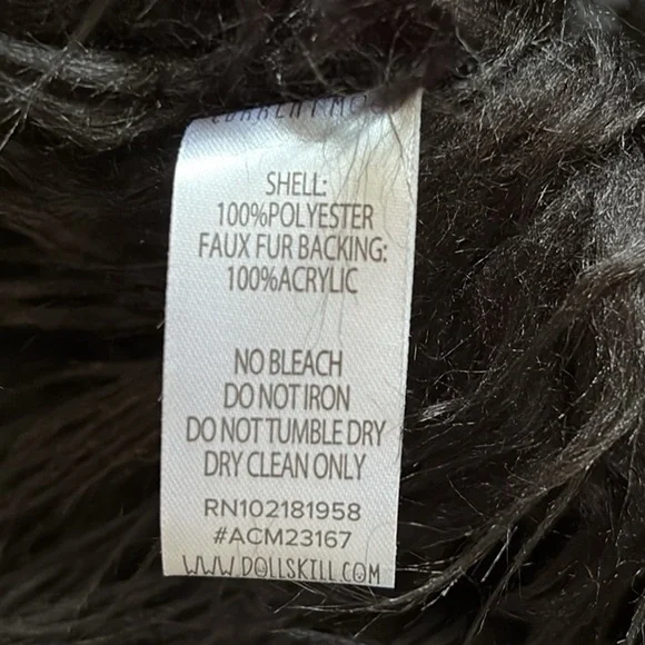 Dolls Kill Current Mood Black Vegan Suede Faux Fur Trim Penny Lane Toggle Coat - Picture 6 of 7